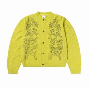   Aries Print Cardigan 'Lime Sheen'
