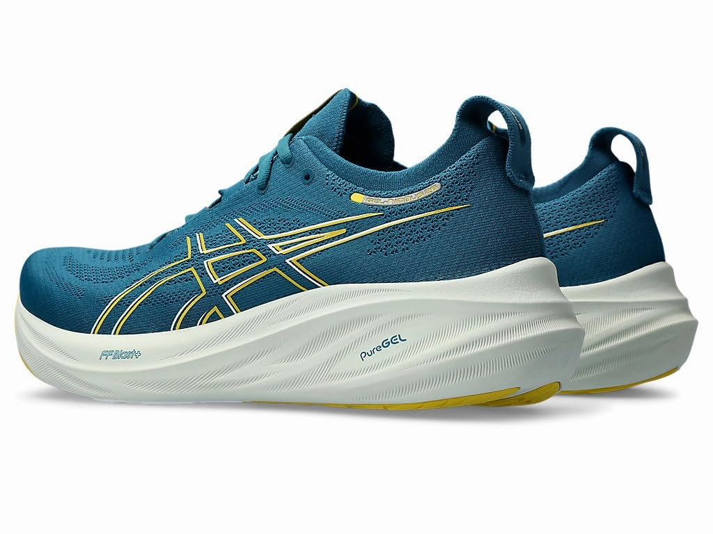 ASICS Herren Gel-Nimbus 26 Sneaker. Evening Teal/Light Mustard. 42 EU