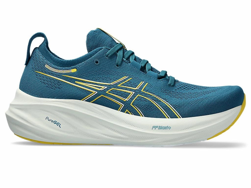 ASICS Herren Gel-Nimbus 26 Sneaker. Evening Teal/Light Mustard. 44.5 EU