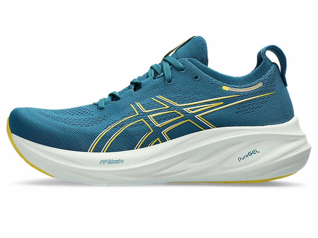 ASICS Herren Gel-Nimbus 26 Sneaker. Evening Teal/Light Mustard. 44.5 EU
