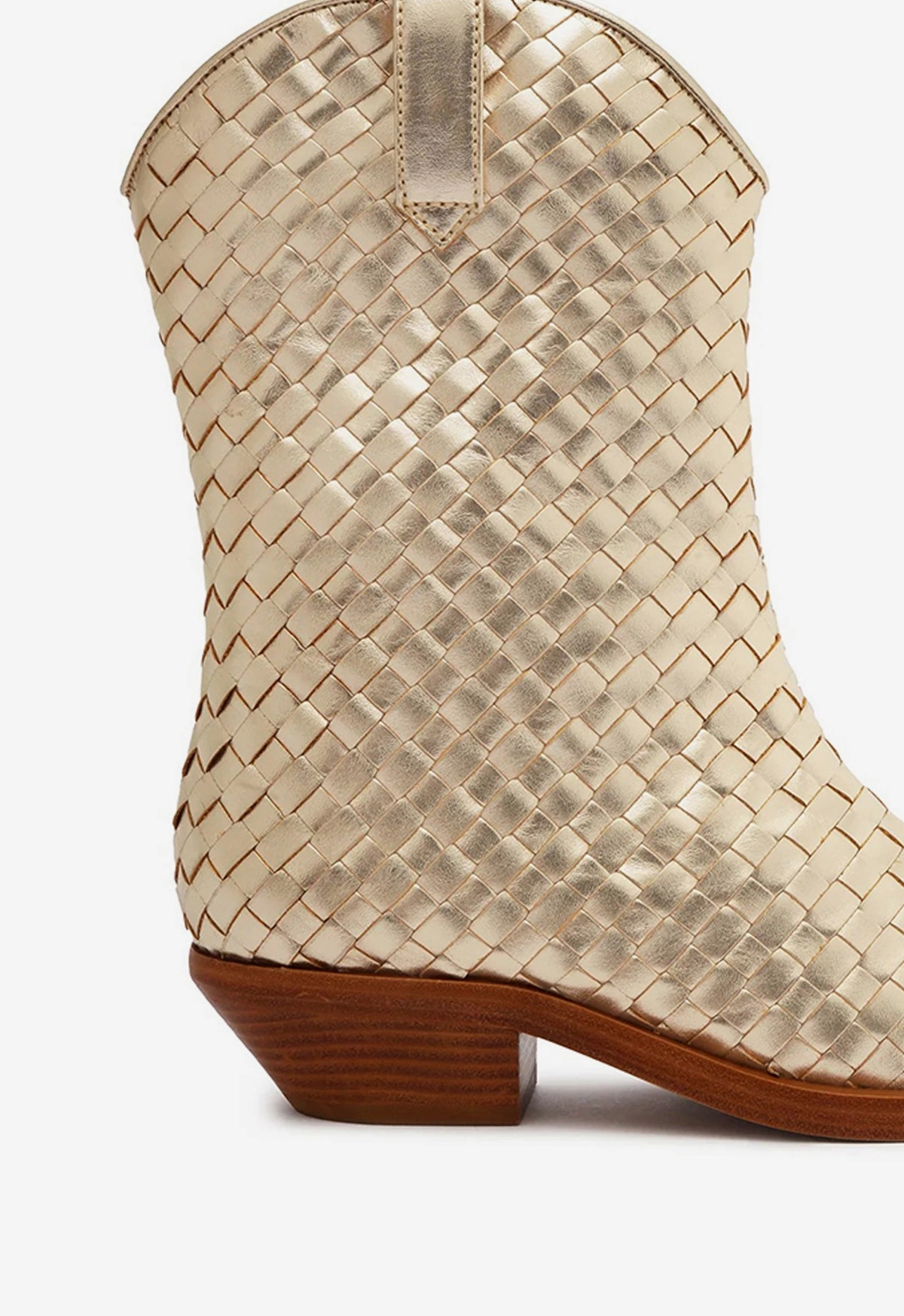 Cicera Woven Metallic Leather Bootie