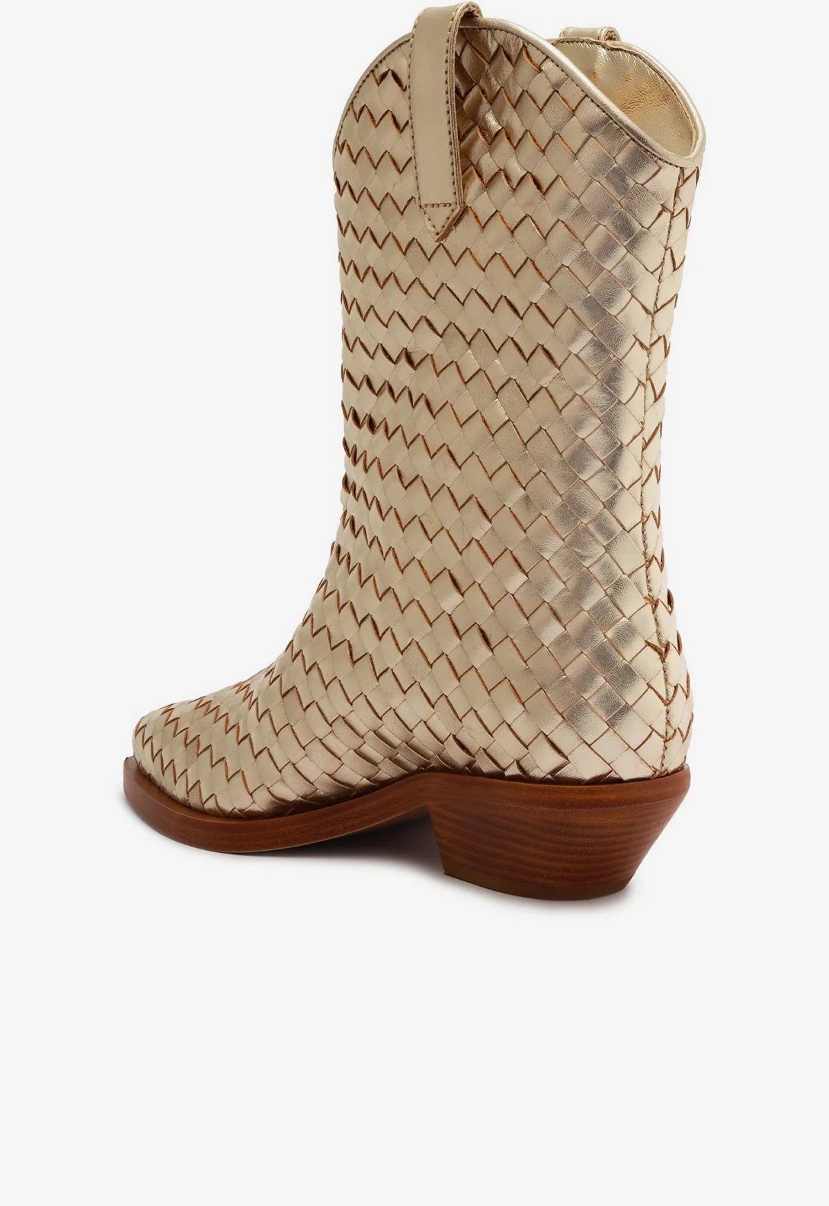 Cicera Woven Metallic Leather Bootie