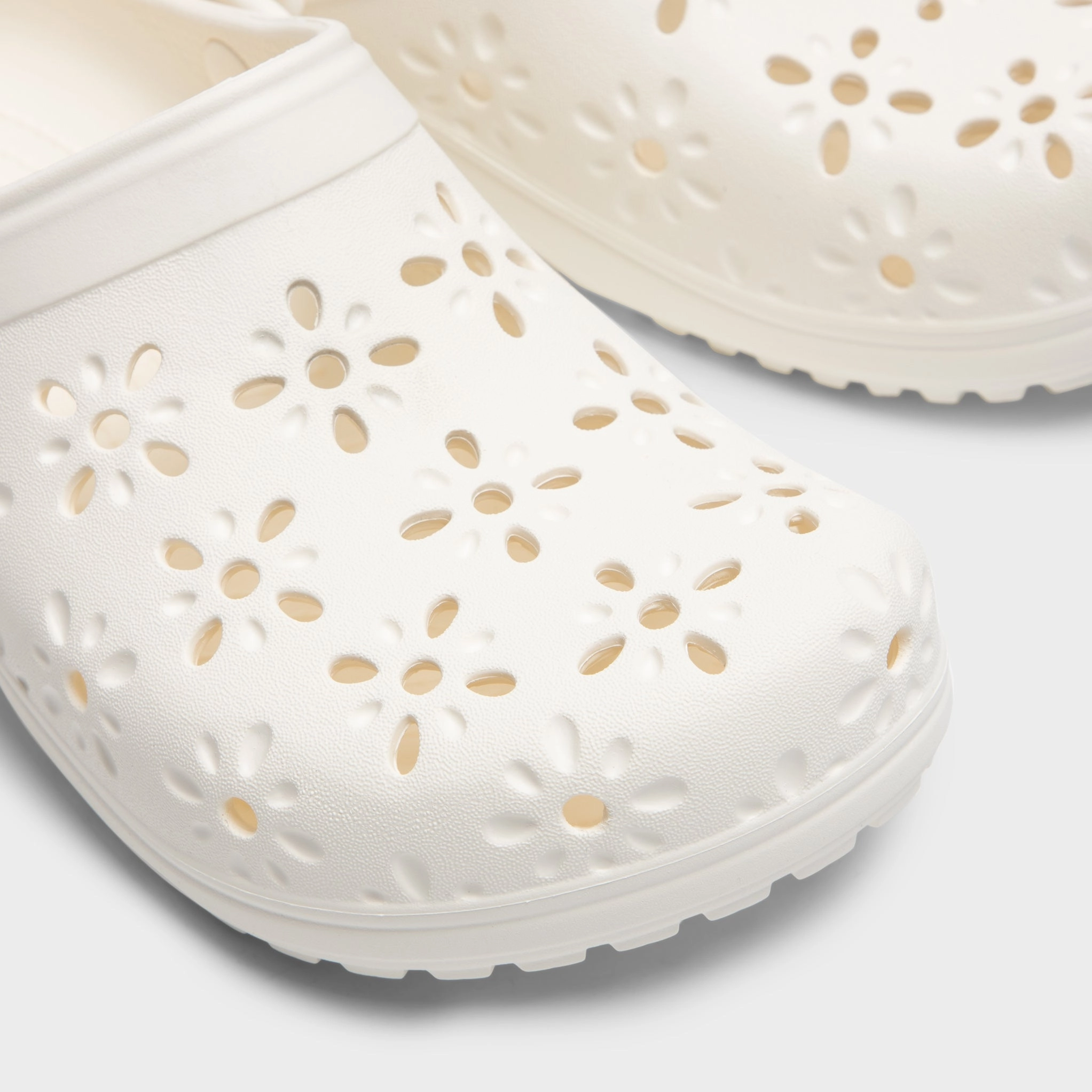 Crocs Women's Classic Floral Cut Out Clog / Chalk
