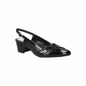 Easy Street Womens Avena Block Heel Pumps - BLACK PATENT 10 WIDE