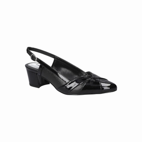 Easy Street Womens Avena Block Heel Pumps - BLACK PATENT 10 WIDE