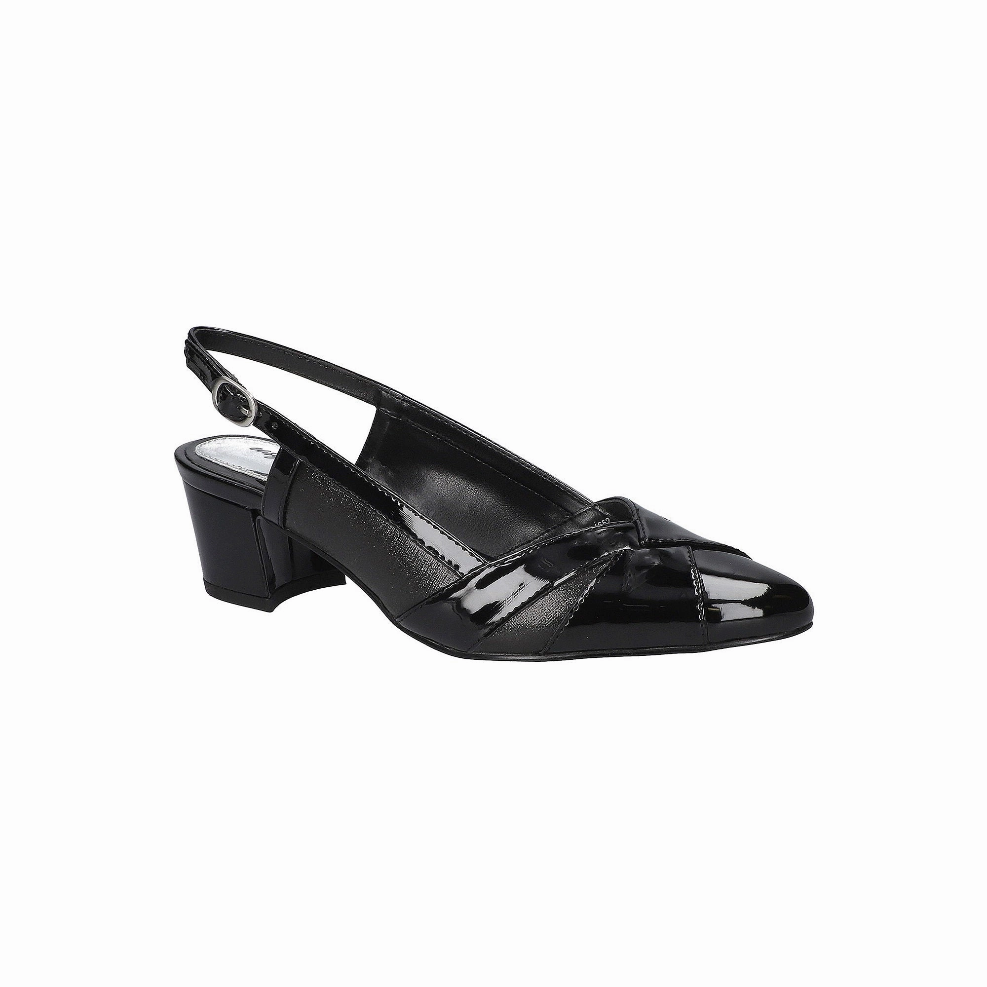 Easy Street Womens Avena Block Heel Pumps - BLACK PATENT 12 MEDIUM