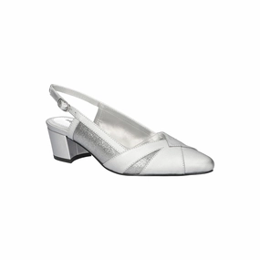 Easy Street Womens Avena Block Heel Pumps - Silver Stn SILVER SATIN 5 MEDIUM