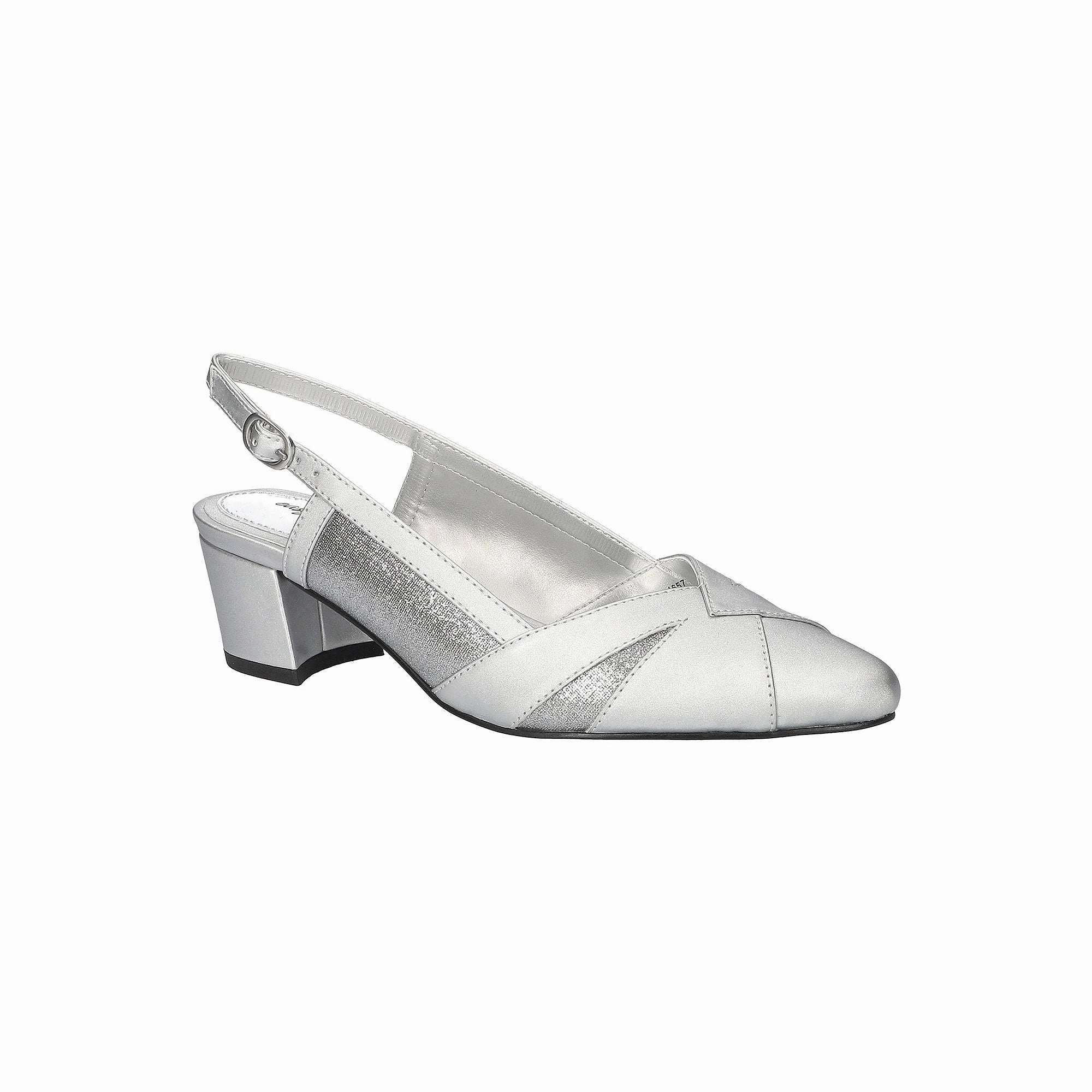 Easy Street Womens Avena Block Heel Pumps - Silver Stn SILVER SATIN 6 1/2 MEDIUM