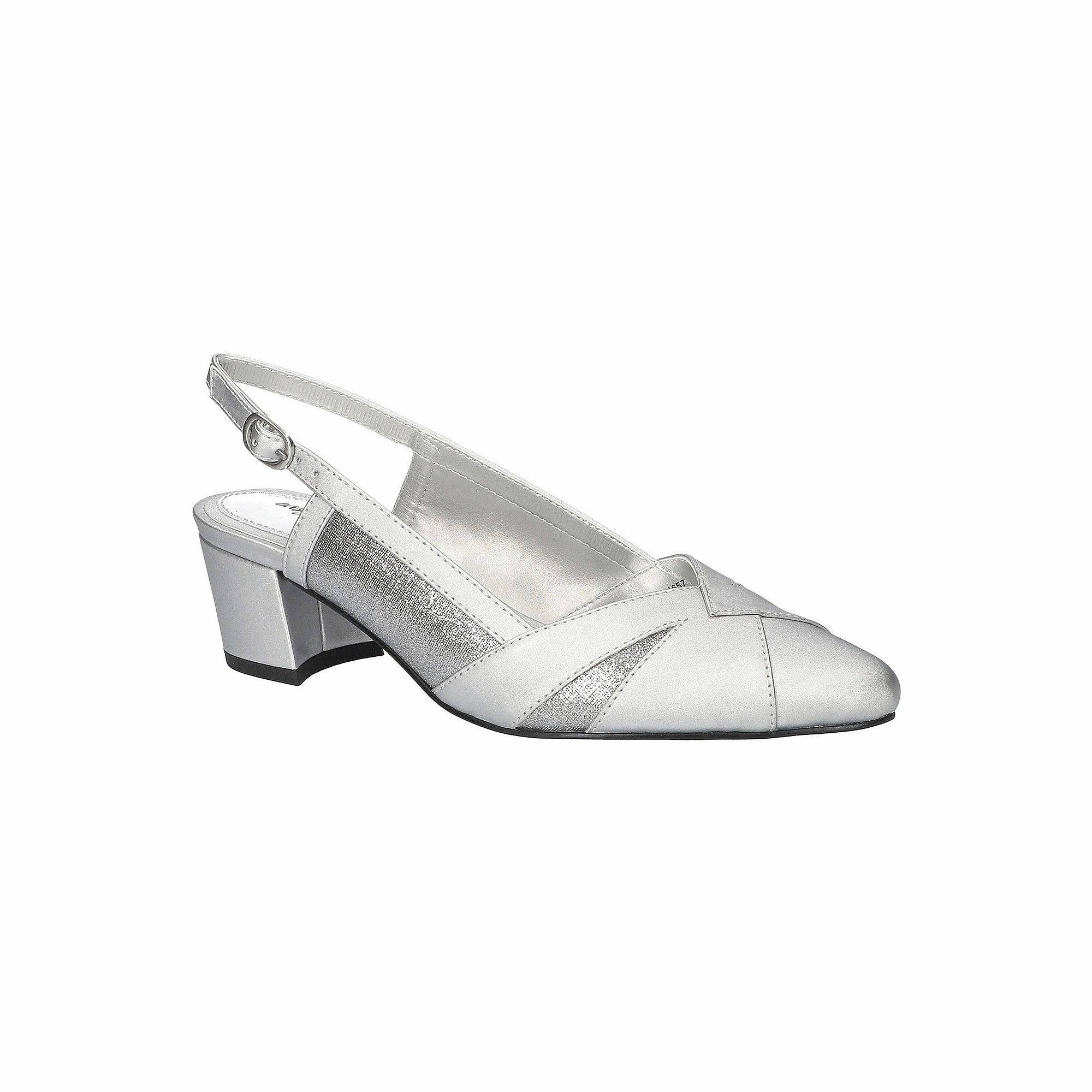 Easy Street Womens Avena Block Heel Pumps - Silver Stn SILVER SATIN 6 1/2 MEDIUM
