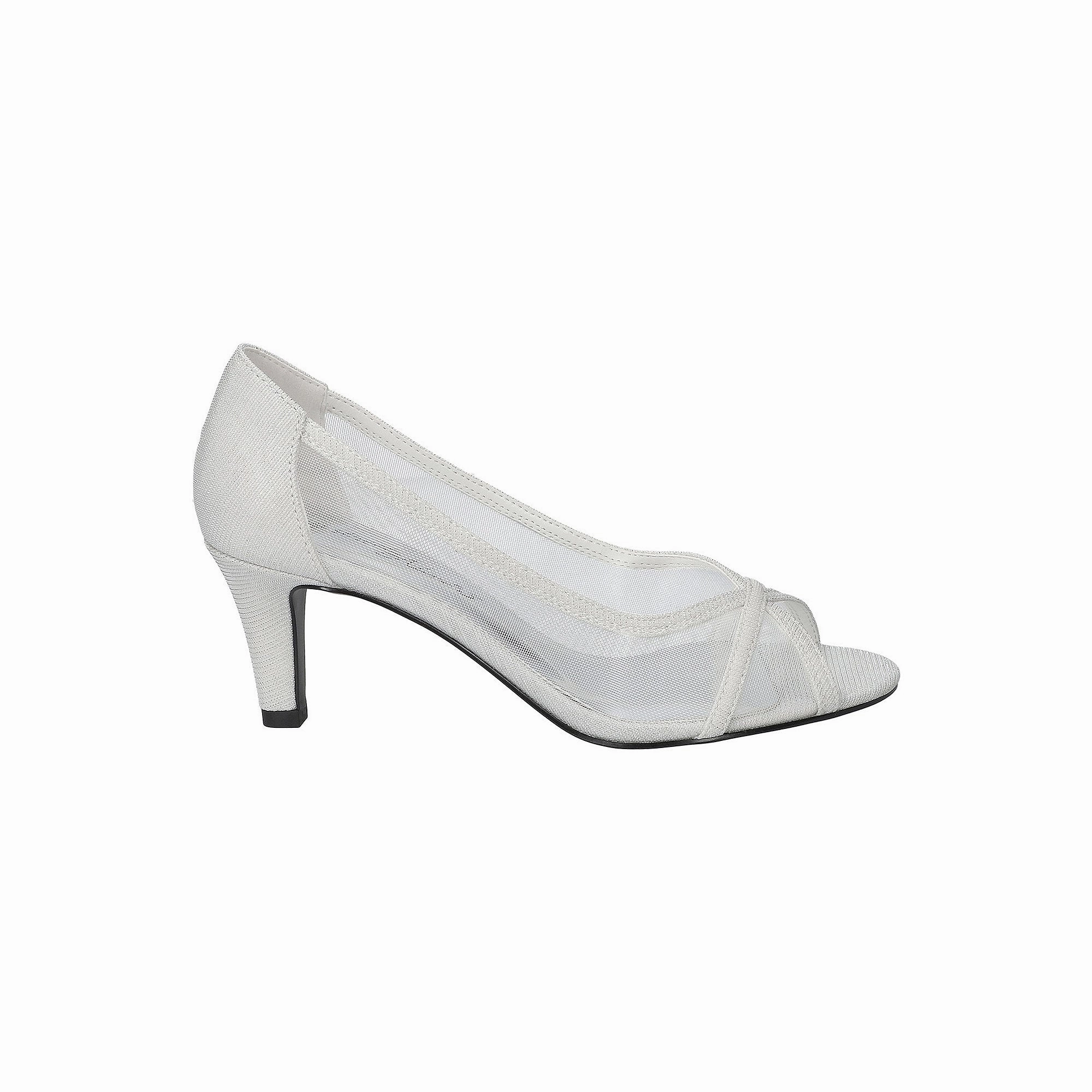 Easy Street Womens Picaboo Stiletto Heel Pumps - WHITE GLITTER 8 1/2 MEDIUM