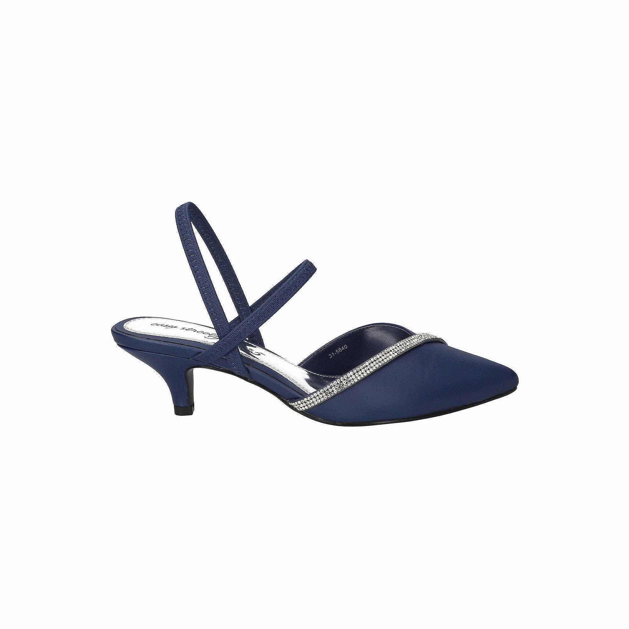 Easy Street Womens Unna Pointed Toe Kitten Heel Pumps - NAVY SATIN 10 WIDE