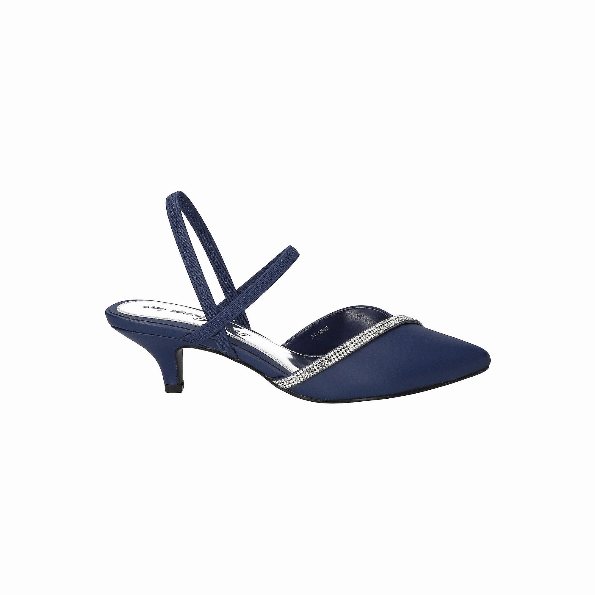 Easy Street Womens Unna Pointed Toe Kitten Heel Pumps - NAVY SATIN W STONS 8 MEDIUM