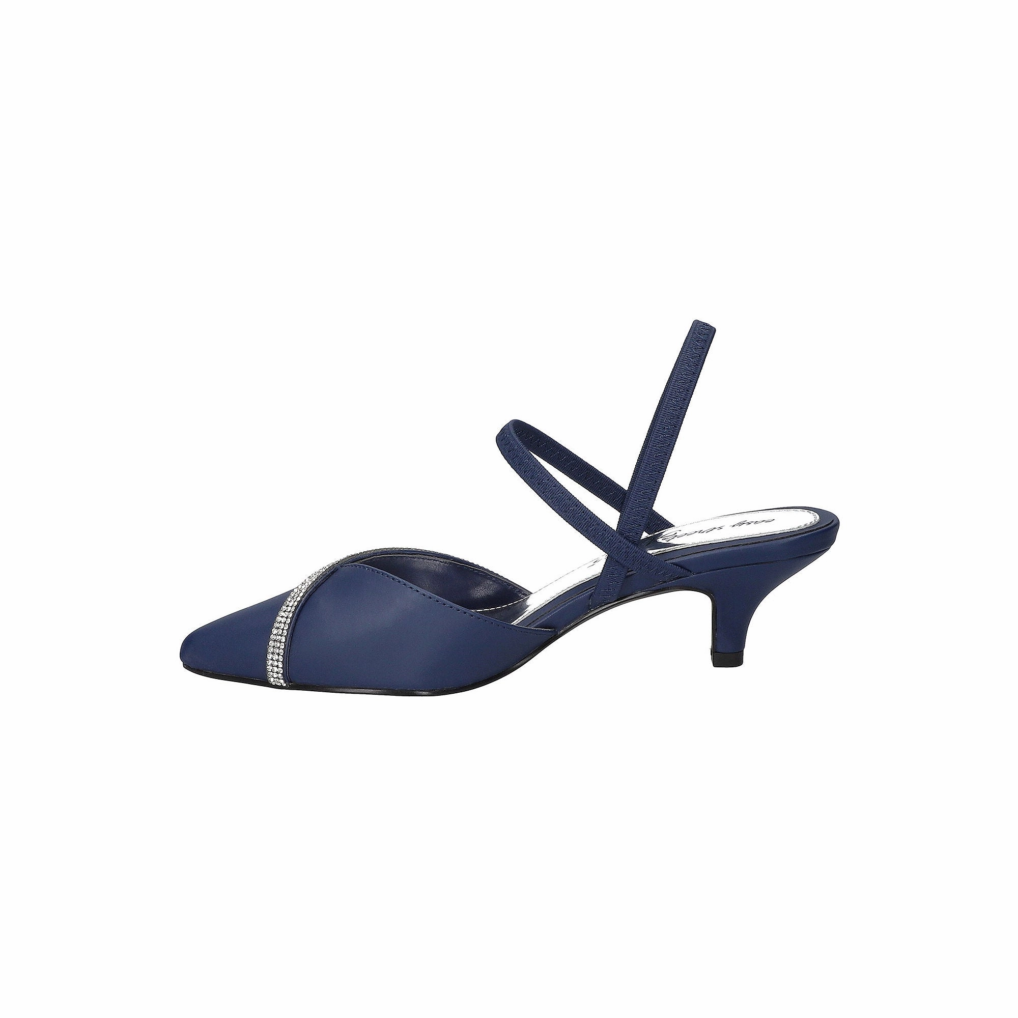 Easy Street Womens Unna Pointed Toe Kitten Heel Pumps - NAVY SATIN W STONS 8 MEDIUM