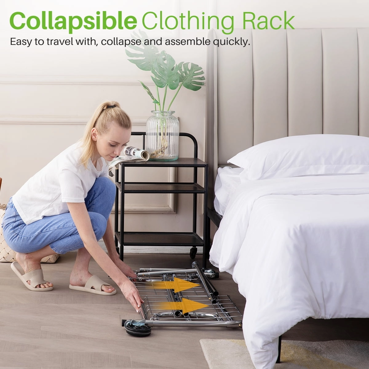 Hokeeper CR-S002 450 lbs Clothing Racks on Wheels Rolling Clothes Rack, Chrome Finish