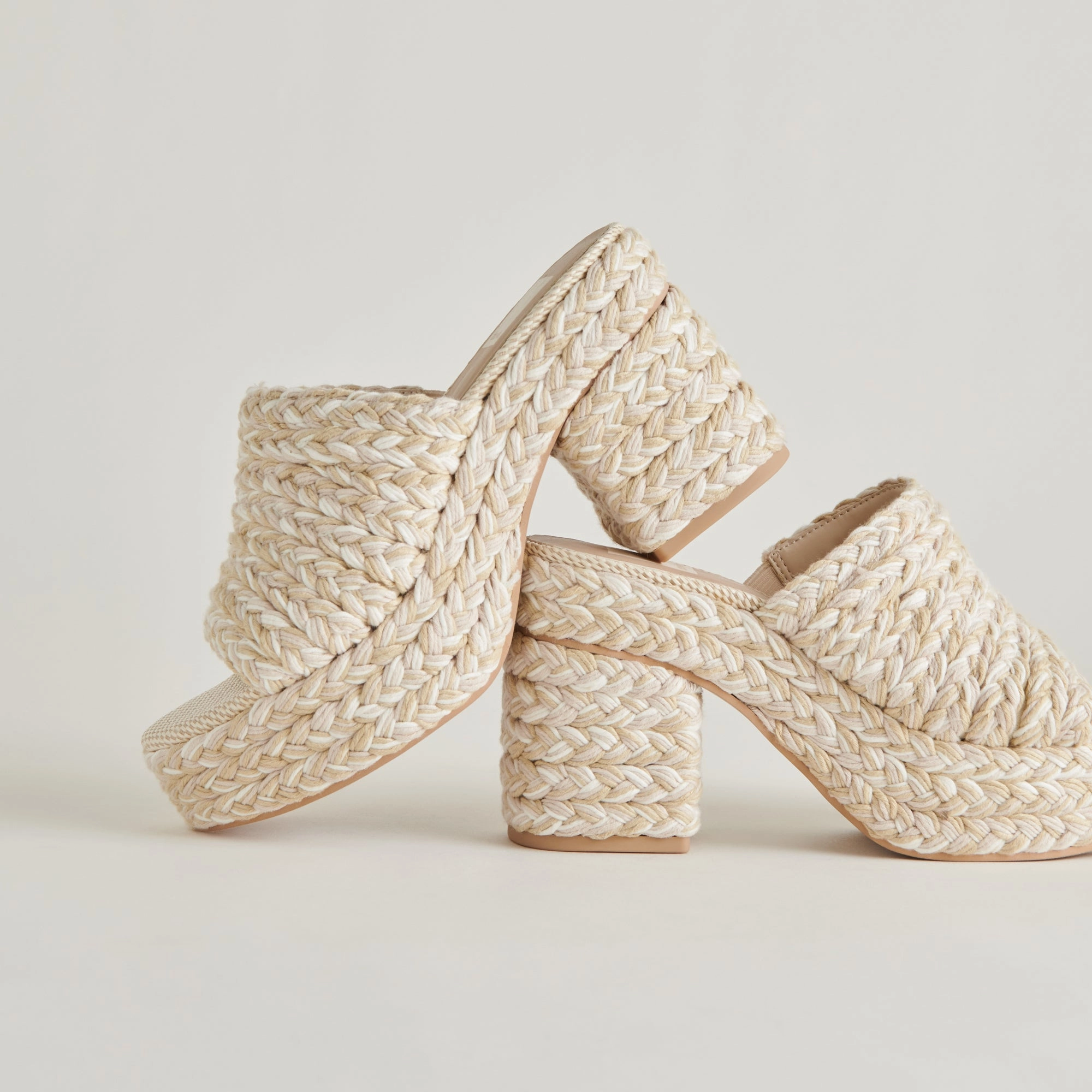 LADY HEELS IVORY MULTI WOVEN