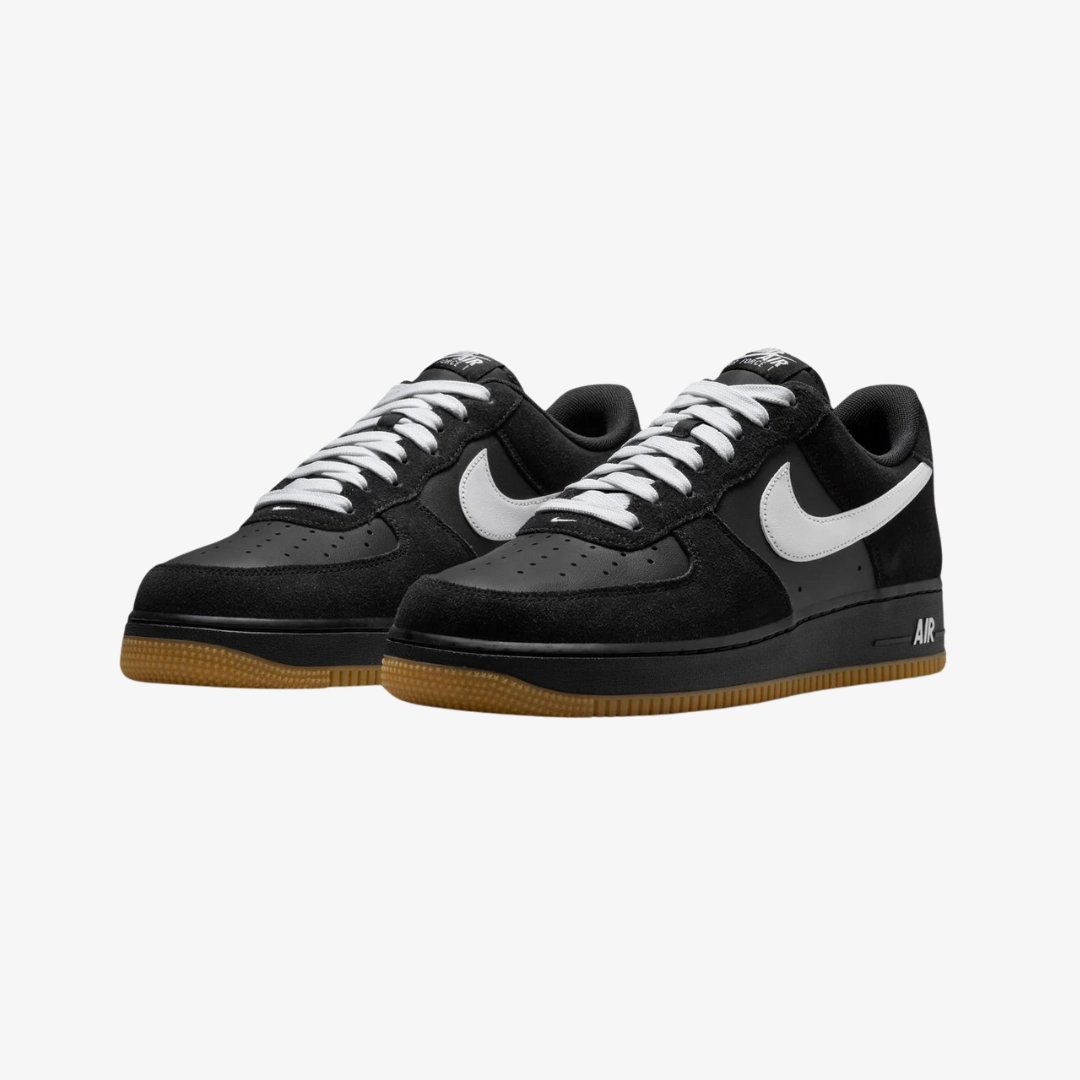 mens nike air force 1 07 lv8 (black/white/gum)